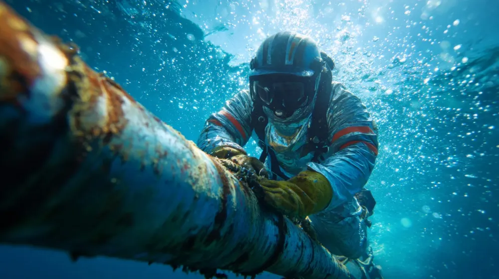 Travaux sous-marins à Modave